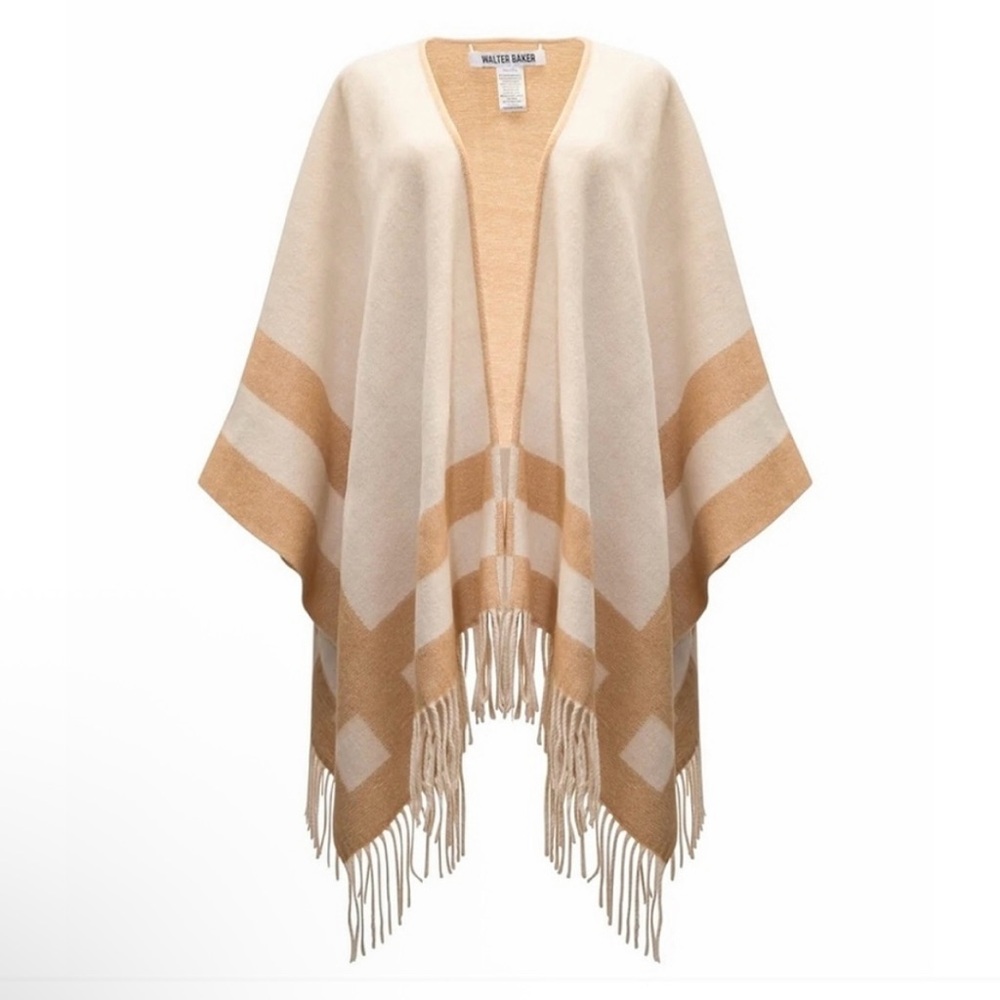 Walter Baker NWT Veruschka Reversible Poncho In Camel/Ivory - One Size